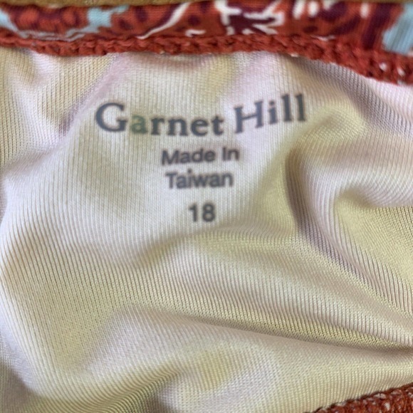 Garnet Hill Swimsuit Swim Dress New Size 18 Burgundy Green Floral Boho Print - Picture 6 of 12